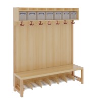 Komplettgarderobe mit einfacher Ablage, Boxen, Aluminiumrost, mit Paneelrückwand