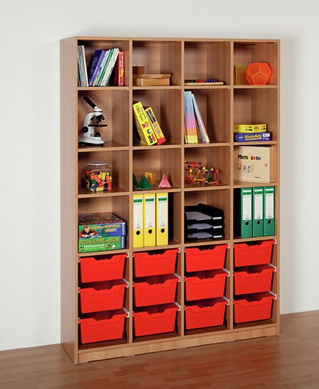Regal mit 12 Ergo Tray Boxen, B/H/T: 139 x 190 x 40 cm