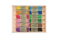 JOLLY Nachfüllbarer Fasermaler Booster XL, 180 Stifte in 12 Farben, in Natur Holzbox