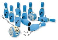 Soft-Bowling mit 10 Pins und 2 Bowling Kugeln, hellblau, 12-teilig