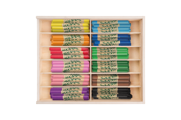 JOLLY Nachfüllbarer Fasermaler Booster XL, 180 Stifte in 12 Farben, in Natur Holzbox