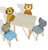 Kindertisch mit 4 Tierstühlen